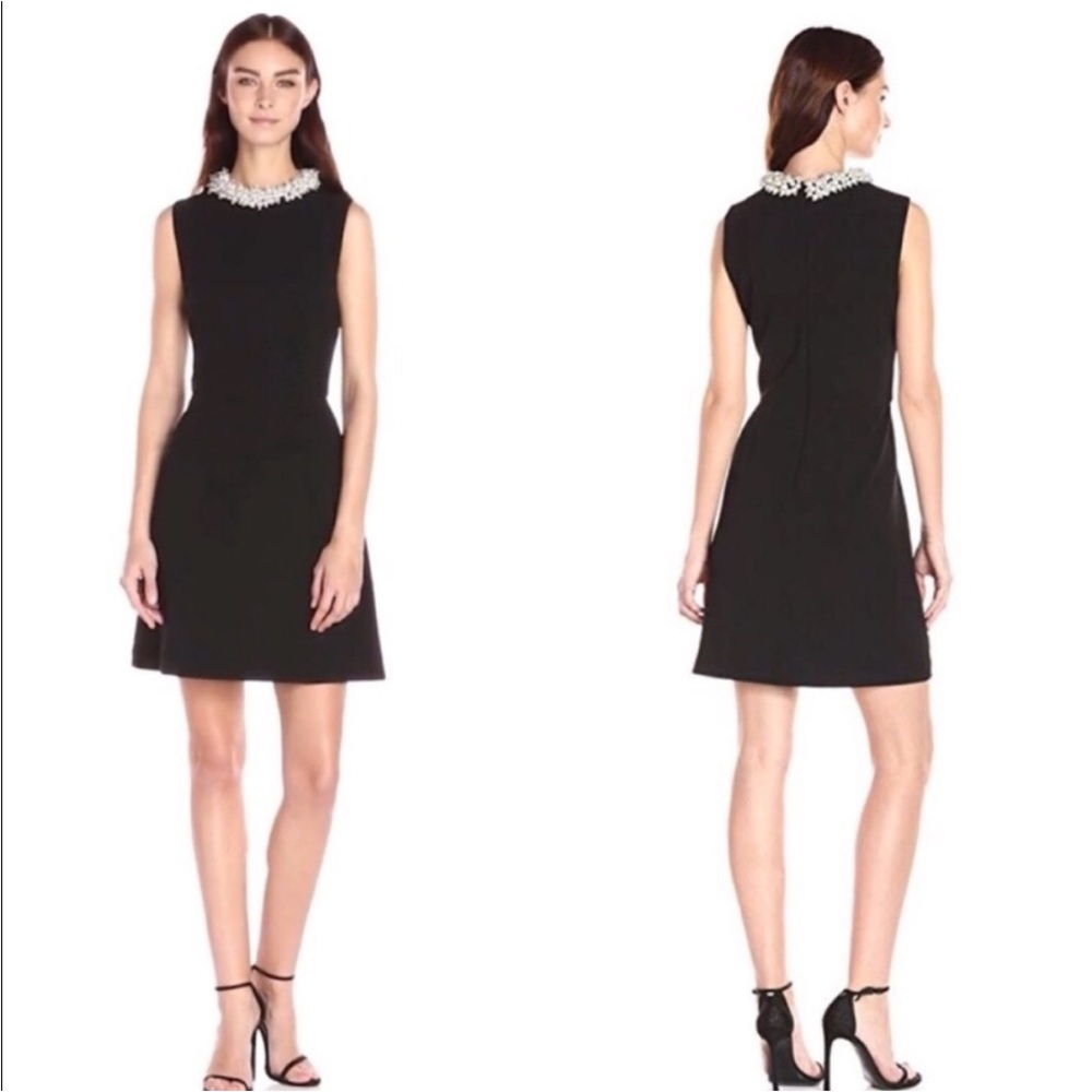BETSEY JOHNSON Embellished Pearl Cluster Beaded Collar Shift Dress - Picture 2 of 9